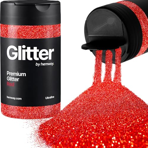 Hemway Rot Glitzer Ultrafine 130g/4.6oz Pulver Metallisches Harz Handwerk Glitzer Flocke Pailletten für Epoxid Becher, Haare Gesicht Körper Auge Nagelkunst Fest