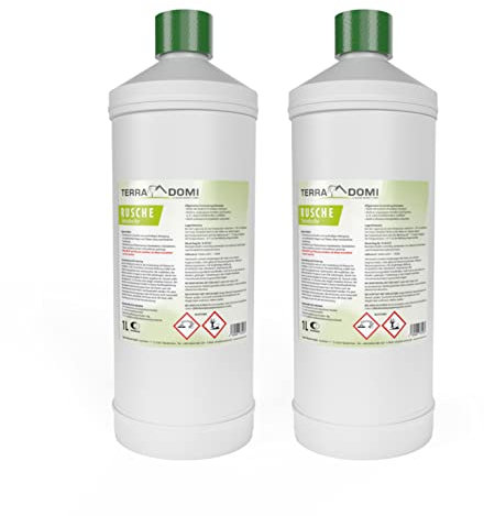 TerraDomi Rusche Steindusche, 2 x 1L, Steinreiniger für bis zu 800 m², Reinigungsmittel für saubere Wege & Plätze, Wegerein, biologisch abbaubar