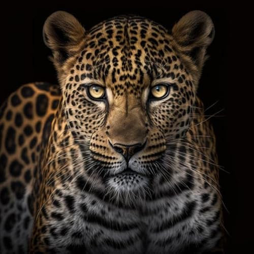 adrium Acryl-Bild 60 x 60 cm: Wildes Tier-Leopard-Porträt. Abbildung AI generativ (198406389)