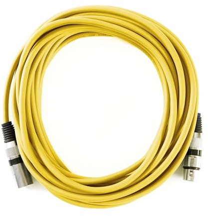 MUSIC STORE Mikrofonkabel, 10m, XLR Standard, Gelb, Robust, 3-Pol XLR Stecker, Knickschutz, Ideal für Heim-Studioanwendungen, Störgeräuschfreie Signalübertragung