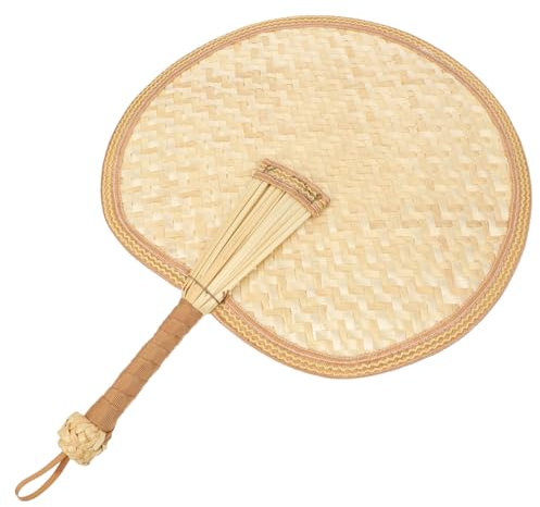Cabilock Handgeflochtener Zusammenklappbarer Handfächer aus Weizenstroh Sommer Ventilator im Chinesischen Stil mit Eleganter Kühlung und Dekorativer Fensterdeko für Sommerurlaub