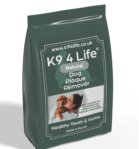 K9 4 Life Plaque Off and Tartar Remover for Dogs 180g Dental Care for Healthy Teeth and Gums, Up to 6 Months Supply and Better than Water Additive - 100% Natural with No Chemicals - Made in the UK