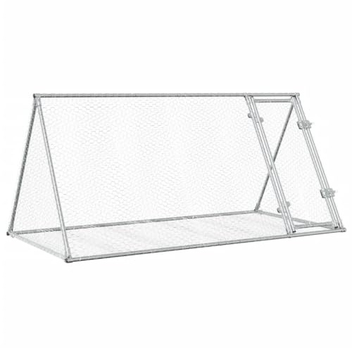 vidaXL Clapier, Cage à Lapin avec Porte, l'Enclos pour Poules, Parc d'Extérieur pour Canards Petits Animaux, Argenté Acier Galvanisé