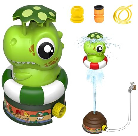 Wasserraketen-Sprinkler Für Kinderspielzeug, 2024 Neue Sommer-Outdoor-Rotations-Wasserrakete Für Garten, Hof, Rasen, Pool-Spielzeug (Dinosaurier, Schnittstelle+Wasserhahn+16 Fuß Rohr)