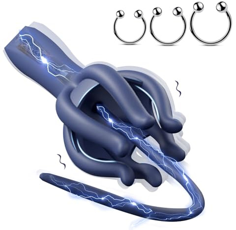 2-IN-1 Harnröhrenvibrator Männer Silikon Penis Plug Prostata Vibration Männer mit 30 Vibrationmodi + 3 Edelstahl Penisring Cockring,Dilator Harnröhre Vibration Penis Vibrator Mini Masturbator (4)