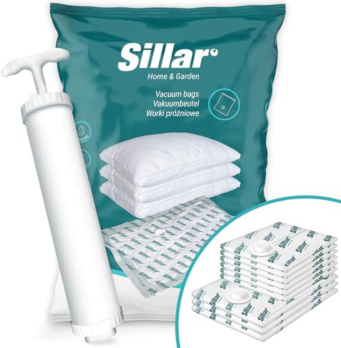 Sillar Sacchetti sottovuoto riutilizzabili per indumenti 13 pezzi + pompa, Sacchetti sottovuoto per la conservazione di tessuti, Trapunta 6x 40x60cm, 3x 60x80cm
