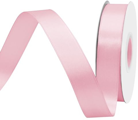 BVIEAKD 26mm breit 45m Long Double Face Pink Satin Ribbon Stoffband für Geschenkverpackungen Sehr geeignet für Hochzeiten Dekoration Blumenstrauß Ballons Kunsthandwerk Nähen Haarschleife
