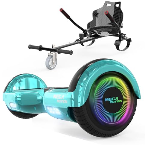 MEGA MOTION 6.5 Zoll Hoverboards mit Sitz für Kinder, Geschenk für Kinder, mit Bluetooth-Lautsprecher-leistungsstarkem Motor, mit LED-Leuchten