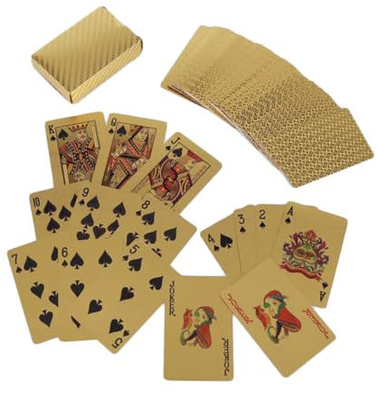 Abaodam wasserdichte Goldfolie Spielkarten Glänzendes Poker Kartenspiel Aus Robustem Kreatives Unterhaltungsprop Für Zuhause Bar Und Büro Buntes Karten-Deck