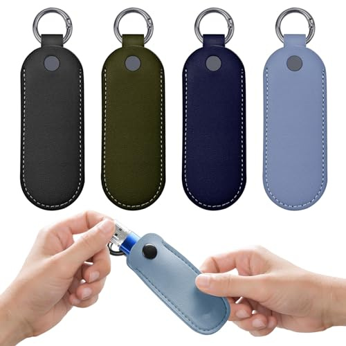 Arvintas 4 st läder USB-fodral, USB-minne förvaringsväska, skyddskåpa, minnessticka fodral (stil 3)