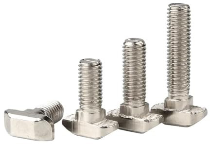 Cilky Metallschrauben 10 Teile/los Vernickelter Stahl M5 M6 M8 T Hammerkopfschraube Aluminium-Anschlussschrauben für EU20/ 30/40/45 Aluminiumprofile(20mm x10pcs,EU20M5)