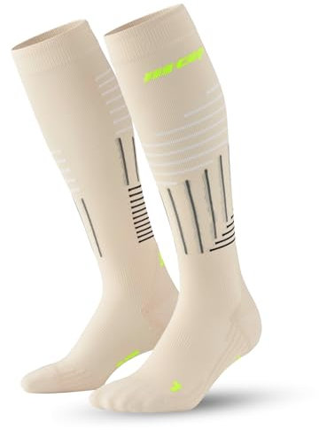 CEP - Laufsocken mit Kompression für Herren, The Run 4.0 Tall Socks, Sportsocken, Größe V/XL / 45-48, cream/neon yellow
