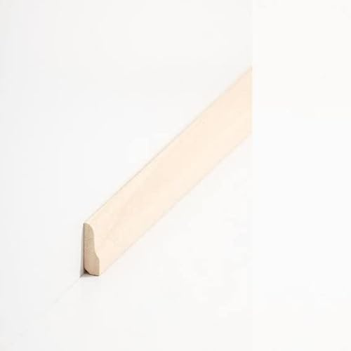 PROVISTON Lot de 5 baguettes de recouvrement en bois massif Abachi, 8 x 26 x 2000 mm, à coller, clips, vis et clous, plinthes