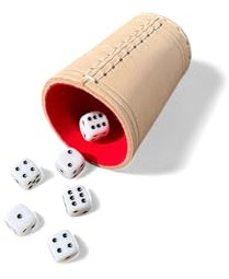 Würfelbecher Leder mit Filz und Würfel - Hochwertig & Leise - Echtleder Kniffelbecher (Rot)