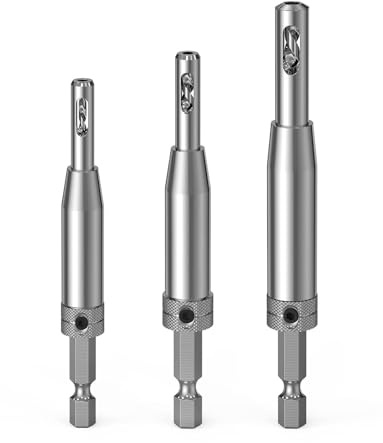 Upgrade Hinge Drill Bit Set 3Pcs 1/4 Hex Shank Hinge Drill Bit Guide Set High Speed Steel Self Centering For Door Window Cabinet Hinge Pilot Hole Drills Bit (2.4mm, 2.8mm