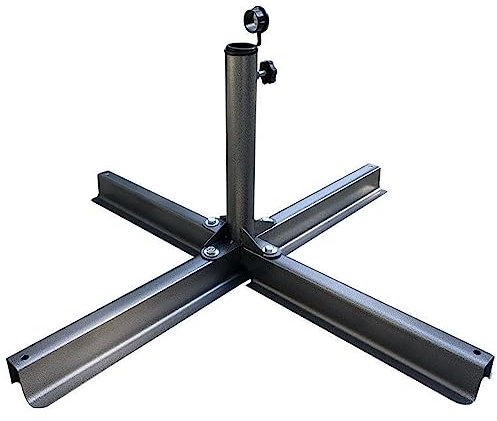Support de parasol en métal robuste noir en forme de croix pour parasol de plage et pied de sapin de Noël