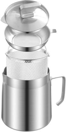Recipiente para Grasa de Bacon con Colador, Recipiente Aceite Usado Cocina de Acero Inoxidable, con Cesta para Freír, Contenedor de Grasa para Almacenar Aceite Usado(Size:2.2L)