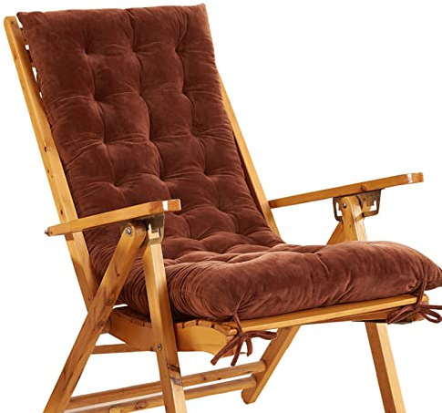 Schaukelstuhl mit hoher Rückenlehne und überfülltem Sitzkissen und getuftetem Kissen, rutschfestes Design, für Garten, Schreibtisch, Esszimmer und Büro, Braun
