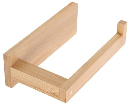 Lurrose Bamboo Toilet Paper Holder Rack Wall Mounted for Bathroom Washroom Decorative Tissue Holder Storage Natural Material Design