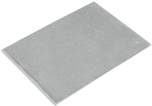 herzbach home Premium Badvorleger PURA | 60 x 90 cm extra groß | 100% Baumwolle | Extra weich | Badteppich | Farbe: Silbergrau