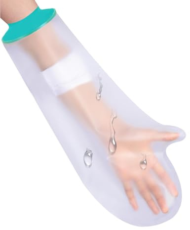KRENIE Waterproof Cast Cover for Shower Arm – Reusable Arm Cast Protector for Bandages, Dressings, Wound Care – Soft Silicone Arm Cover for Adults – Easy On/Off Plaster Sleeve for Showering