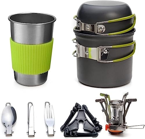 TOTIKI Gavetta Campeggio Forniture da Esterno Set di Pentole da Campeggio Set da Cucina per 1 O 2 Persone in Viaggio Trekking E Campeggio Campeggio Utensili(Oranje)