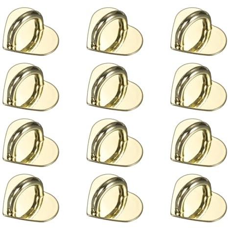 PATIKIL Metal Phone Charm Hook 0.8, 12Pcs Adhesive Heart Shaped Phone Finger Grip Hook Smartphones Keychain Ring Charm Loop for DIY Tablet Case Accessories, Gold