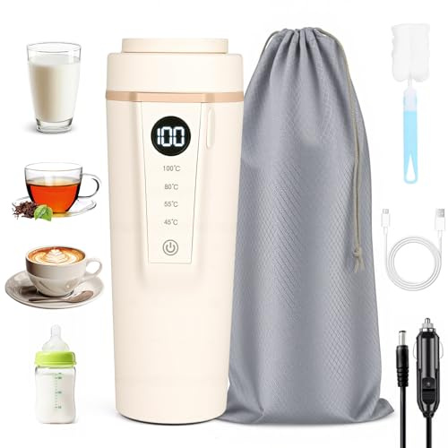 Diealles Shine Bollitore da Viaggio Piccolo Elettrico, 400 ML Bollitore Elettrico Portatile, 316 Bollitore in Acciaio Inox Spegnimento Automatico con Regolazione della Temperatura per Tè Latte Caffè