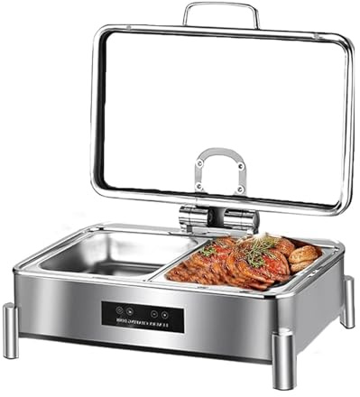 KJZQXYX Electric Chafing Dish Set,Food Warming Pot,with Water Pan, Adjustable 30°C~85°C,for Catering and Food Servers