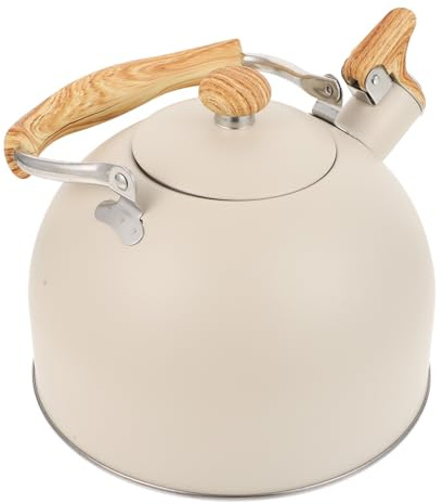 Cabilock Bouilloire Sifflet Inox avec Manche Beige Bouilloire Eau Chaude pour Cuisinière Induction Sécurité Sifflet Automatique et Bec Puissant Usage Thé Maison