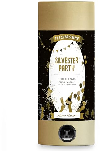 ARTOZ Konfettikanone XXL “Silvester” - Wiederverwendbares Tischfeuerwerk ohne Feuer - Silvesterknaller für Kinder & Erwachsene - Premium Konfetti Kanone nachfüllbar - Glitzer Partyknaller