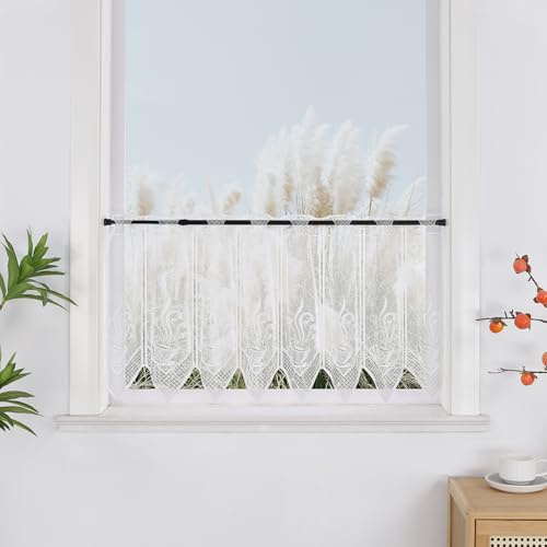 Yujiao Mao Rideaux Brise-bise - Brise bise Transparent 50x150 cm - Rideau Voilage Court pour Petites Fenêtres, Cuisine et Chambre Style Café