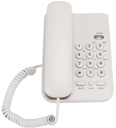Dioche Corded Analogue & English Telephone for Hotel or Home Office - Durable ABS, Versatile Desk/Wall Mount, Energy Efficient, Compact Design, Available in Random Colors (White)