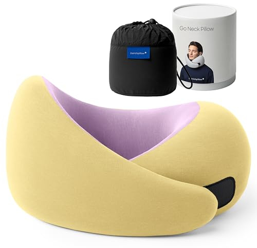 Strutskudde Go nackkudde – premium minneskum resekudde, 360° ergonomisk design, asymmetriska sidor, resväska ingår, tvättbart modalskydd (dagdröm, en storlek)