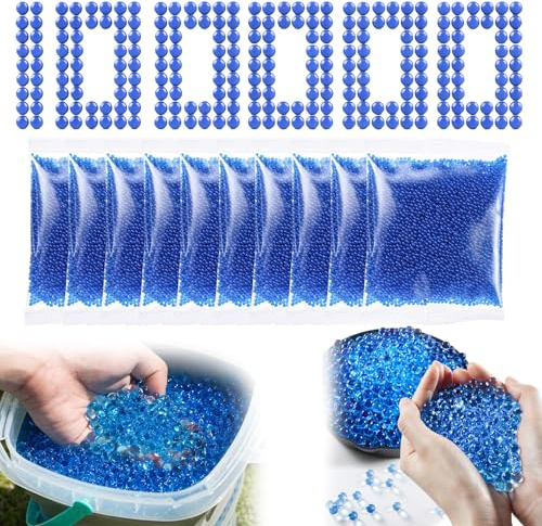 10 förpackningar/100 000 stycken gelbollar, blå pärlor, blaster påfyllning, påfyllning, blåkulor, vattenpärlor för vaser och blommor, växtfyllning, dekoration (rund 7–8 mm, 10 000 stycken per