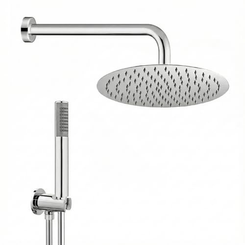 Ambra Water Kit incasso doccia serie Round tondo, braccio soffione e doccino con flessibile e presa acqua 1/2, ottone cromato