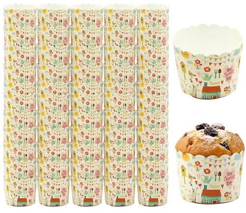 GILWUMO 50 Piezas Magdalenas Papel, Vasos De Papel Para Hornear, Para Magdalenas, Cupcakes, Pasteles, Fiestas, Postres