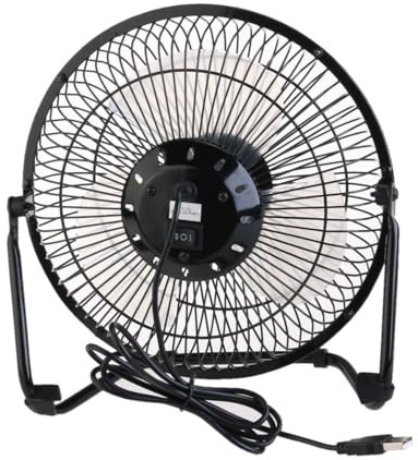 Artibetter Ventilador de Metal USB de 8 Pulgadas Dos Velocidades Ajustables y Alimentación USB para PC y Ordenador, Diseño Portátil y Resistente para Uso en Escritorio