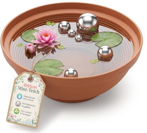 Mini fontaine XXL avec bol et boules de bassin intérieur et extérieur - 65 cm de diamètre