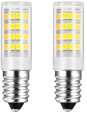 HUAMu E14 LED Kaltesweiß Birne, 5W 6000K LED Lampe 500LM, Glühbirne E14 ersetzt 50W Halogenlampen, Kein Flackern Kühlschranklampe Nicht Dimmbar, Led Mais Birne für Dunstabzugshaube Wandlampen, 2 Stück