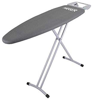 HAEGER HOME - Tabla de Planchar con altura ajustable, descanso de hierro de doble posición, patas metálicas termolacadas con pies antideslizantes de gran apoyo, funda 100% algodón con espuma de 5mm.
