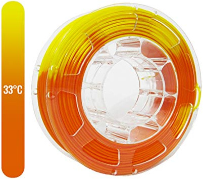 TOPZEAL 3D Drucker Filament PLA 1,75mm Farbe ändern durch Temperatur, Maßgenauigkeit +/- 0,05 mm, 1KG Spule für 3D Drucker und 3D Stift (orange bis gelb)