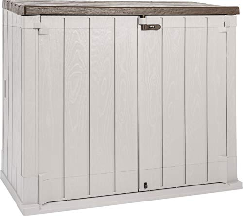 Mülltonnenbox für 2x 240l Tonnen, großer verschließbarer Geräteschuppen, Kunststoff, 145 x 82 x 124,5 cm