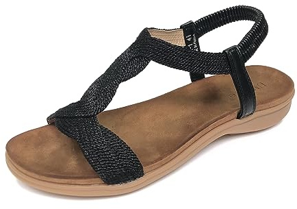 UMore Jeans Flat Sandal, Sandalias Punta Cerrada Mujer Sandalias Planas de Verano para Mujer Tanga Bohemia