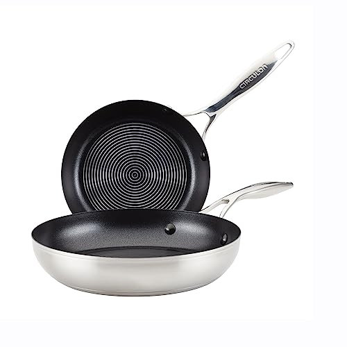 Circulon SteelShield S-Series Stainless Steel Nonstick Frying Pan/Skillet Set, 8 Inch and 10.25 Inch, Silver