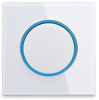 Circle 1/2/3/4 gang 2 way Push Button Wall Light Switch Glass Frame Light LED Indicator (white 1 gang 2 way)