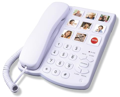 TelPal Big Button Phone with Speaker for Seniors, Corded Amplified Phone, Landline Phones with One Touch Memory for Old People, Easy to Read SOS Telephones