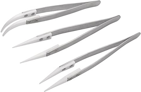 Bestgle 3 stück Keramik Pinzetten, Edelstahl Professionell Pinzette Werkzeug, Esd Pinzette Set für computer elektronische reparaturen schmuck präzisionsarbeit laborarbeit