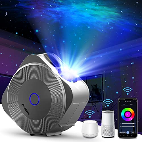 Drcowu Proiettore Stelle Soffitto, Lampada Proiettore Stelle Alexa, 3D Galassia LED Nebula Luce Notturne Bambini Adulti con Regolazione RGB/Controllo vocale/WiFi/Timer/Compatibile Google Assistant