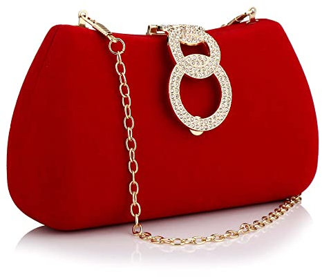 Buric Clutch-Geldbörsen für Damen, modische Abendtasche, goldfarben, klein, Crossbody-Tasche mit abnehmbarer Kette für Party/Hochzeit, Rot/Ausflug, einfarbig (Getaway Solids), Einheitsgröße
